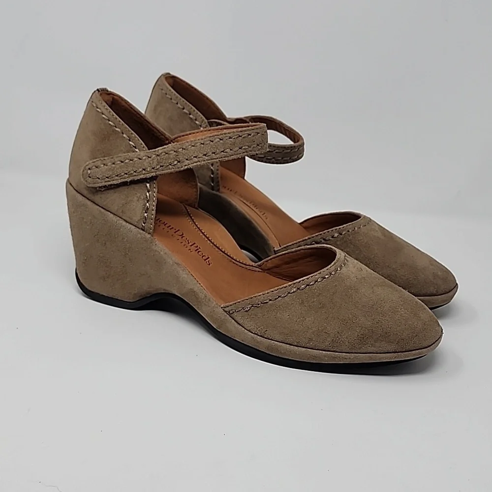 L'Amour Des Pieds Orva Suede Leather Pumps Dark Taupe Size 11